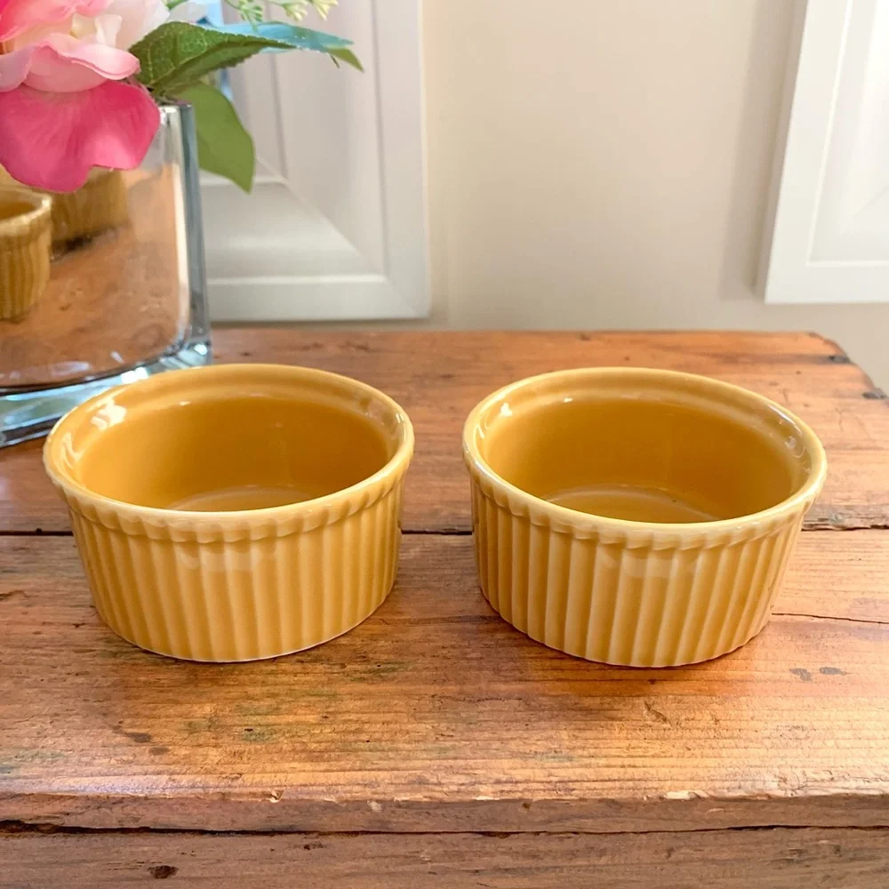 Apilco France SET of 2 Ramekins in Mustard Yellow